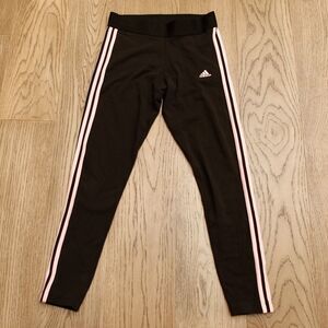 Adidas 3 Stripe Leggings Black Pink Athletic Training Pants Women’s Medium
